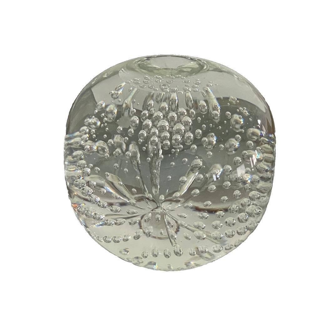 Bubble Clear Glass Paperweight Controlled Bubble Art Vintage 2.75 Inch - Picture 4 of 16